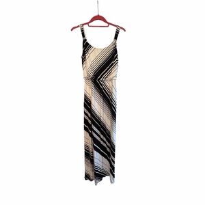 White House Black Market Black and White Diagonal Stripe Maxi Dress